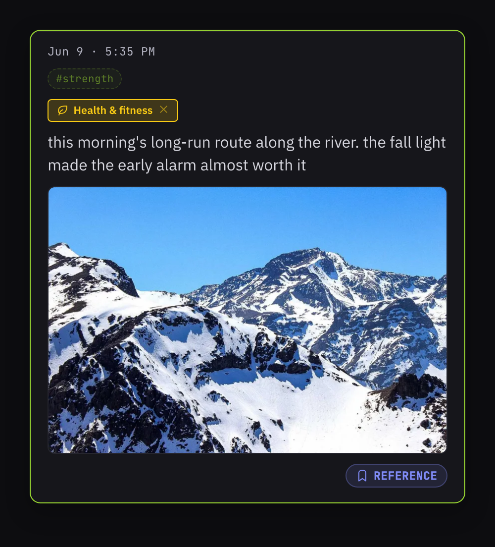 A photo note filed under an interest