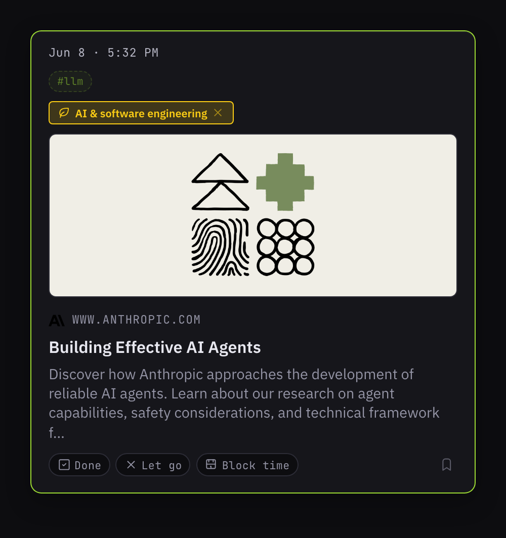 A link note showing a rich article preview