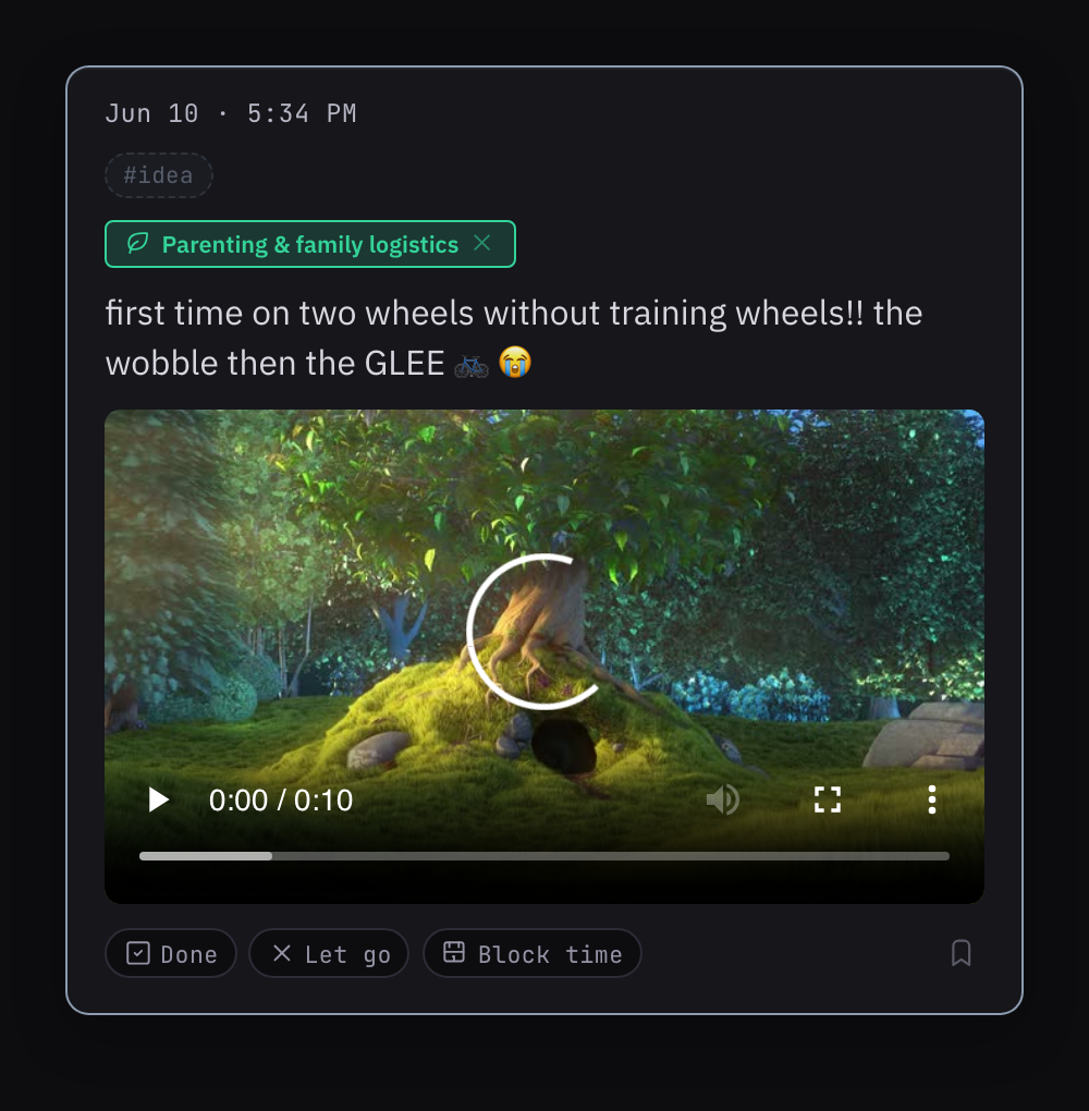 A video note that plays inline in the feed